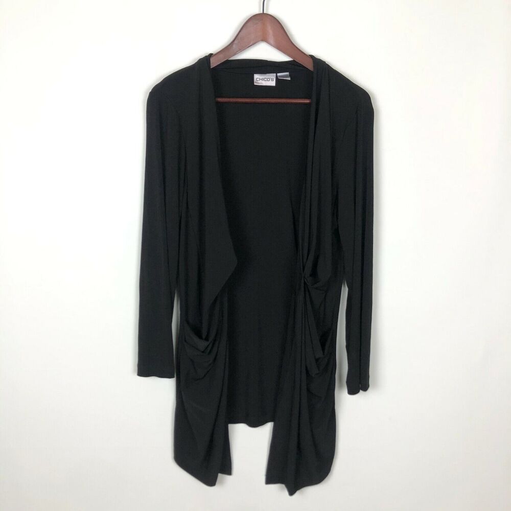 Chico's Black Cardigan Pockets Women's Size 2